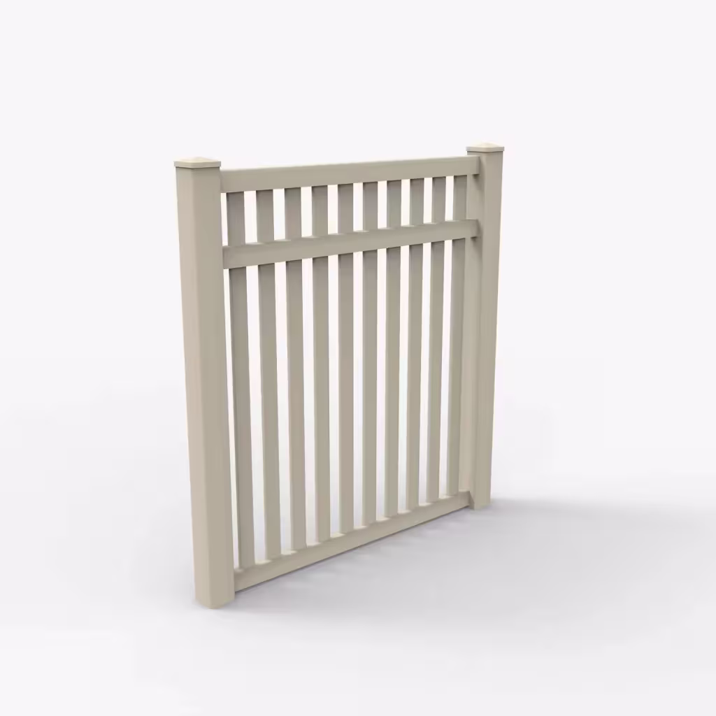 Tan vertical picket 6 ft fence, main view