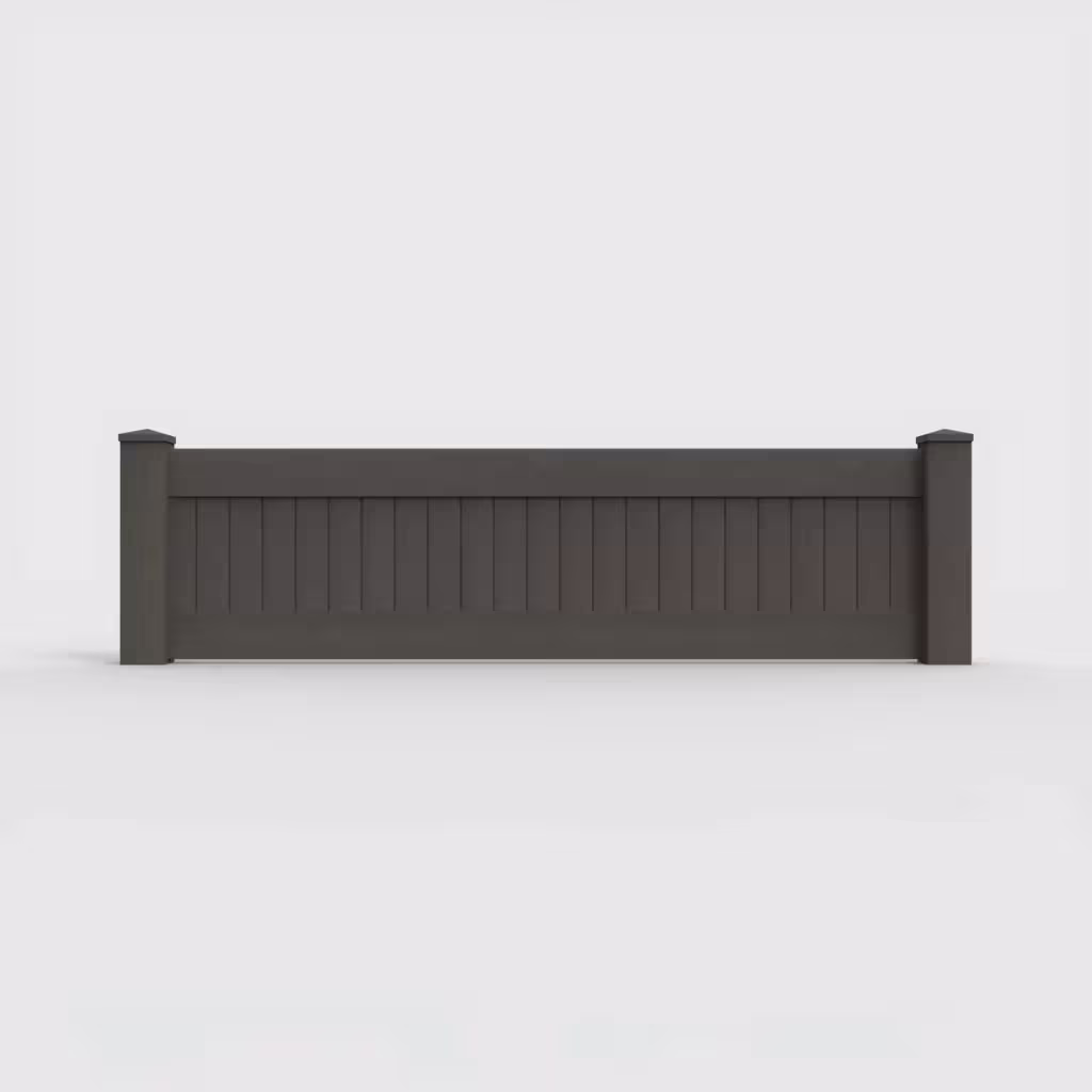 D. walnut vertical privacy 2 ft wall topper, front view