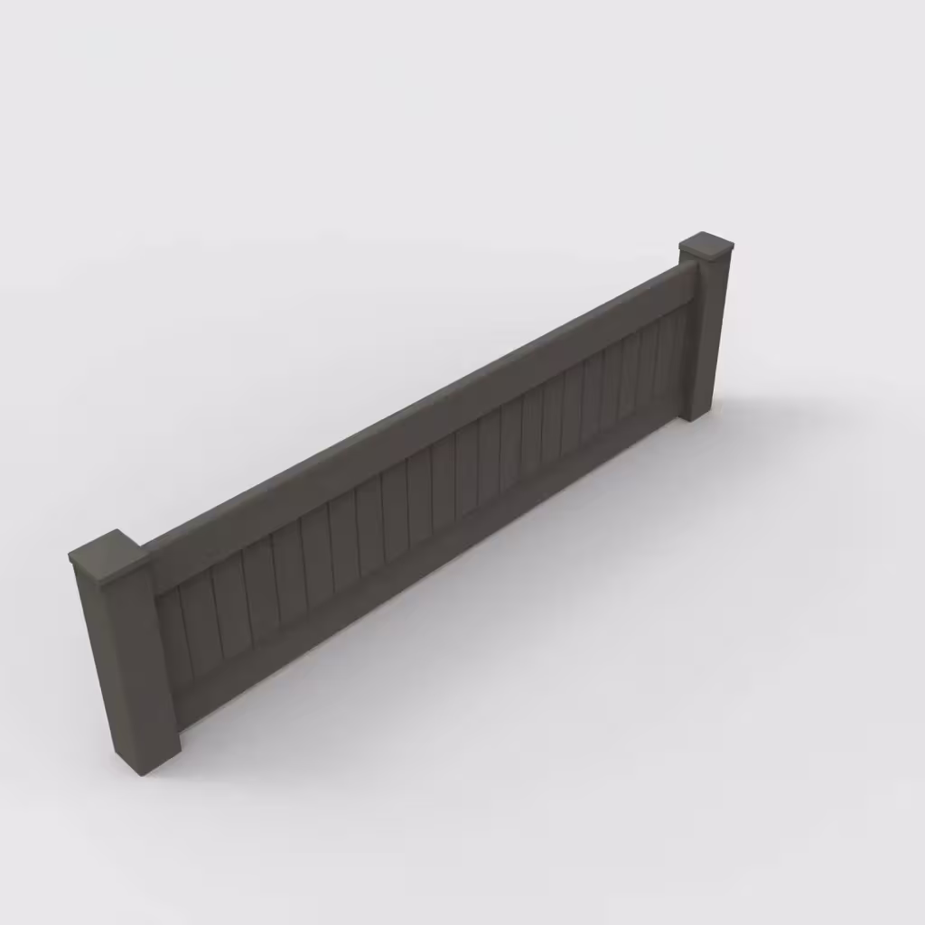 D. walnut vertical privacy 2 ft wall topper, isometric view