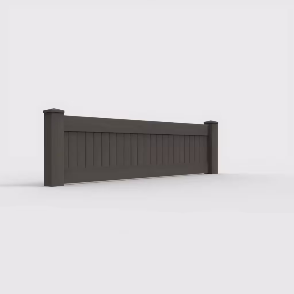 D. walnut vertical privacy 2 ft wall topper, right-side view
