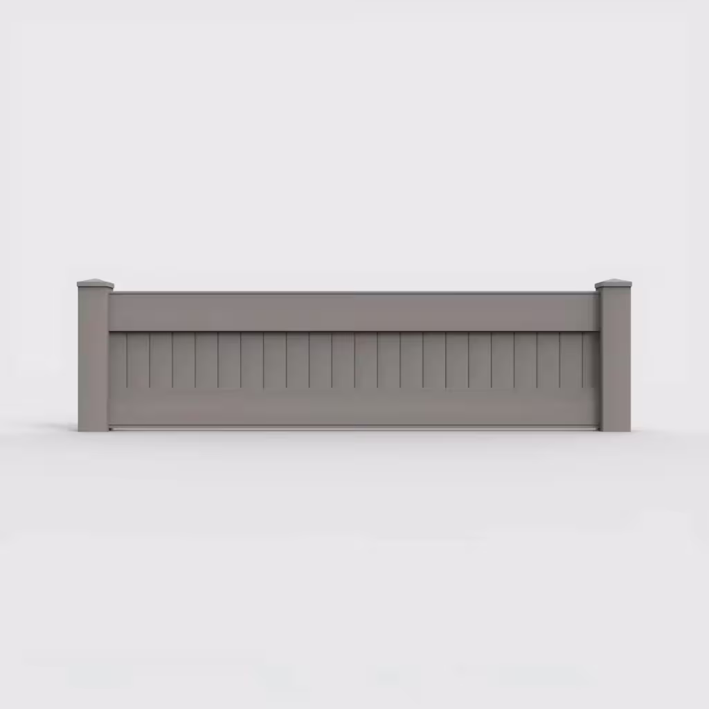 Gray vertical privacy 2 ft wall topper, front view