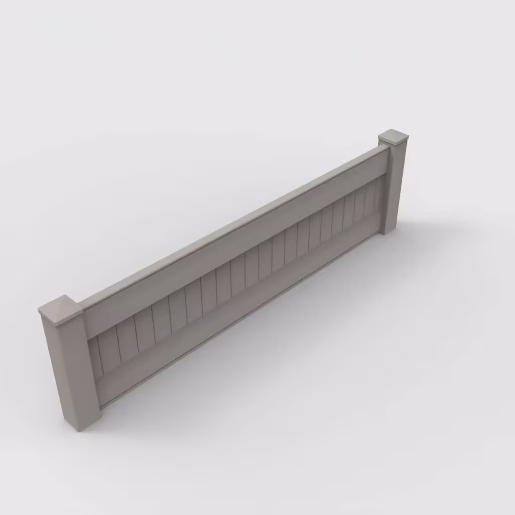 Gray vertical privacy 2 ft wall topper, isometric view