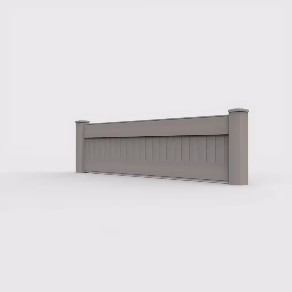 Gray vertical privacy 2 ft wall topper, left-side view