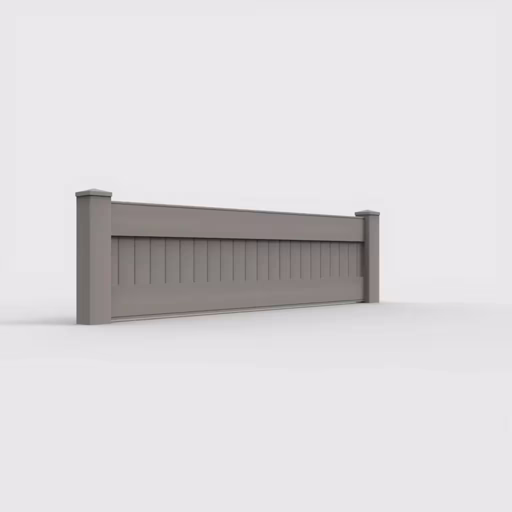 Gray vertical privacy 2 ft wall topper, right-side view