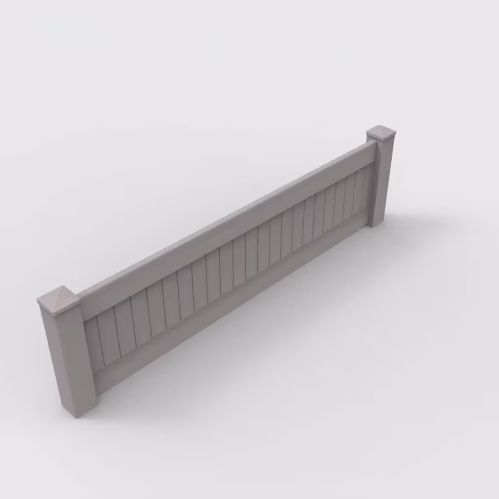 Slate gray vertical privacy 2 ft wall topper, isometric view