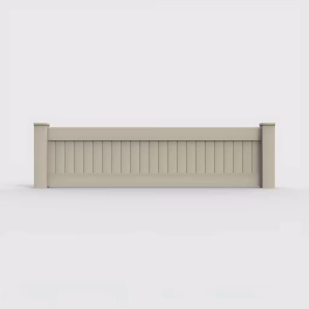 Tan vertical privacy 2 ft wall topper, front view