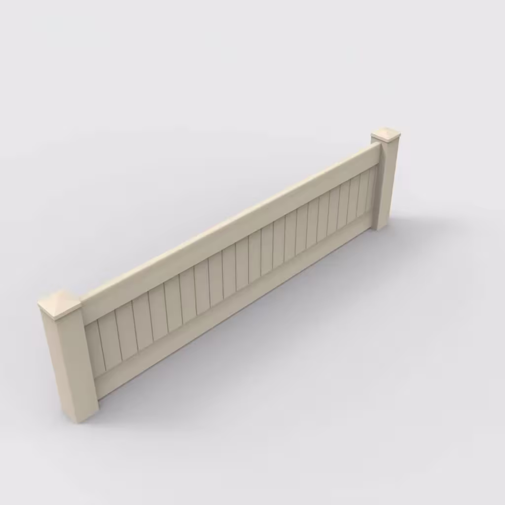Tan vertical privacy 2 ft wall topper, isometric view
