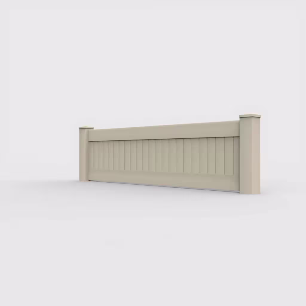Tan vertical privacy 2 ft wall topper, left-side view