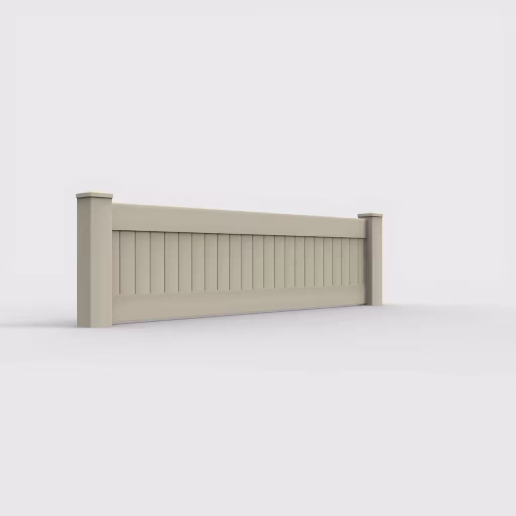 Tan vertical privacy 2 ft wall topper, right-side view