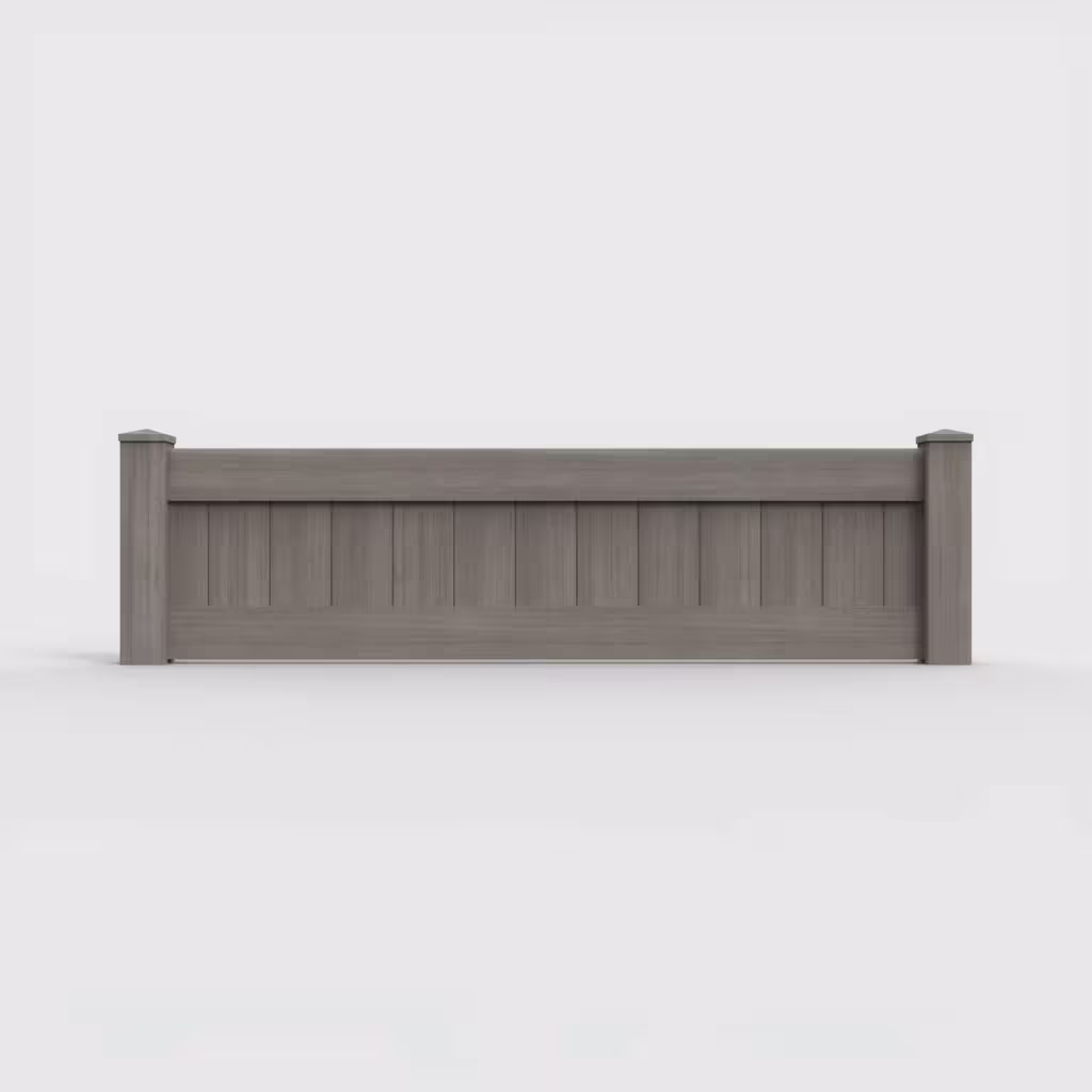 Weathered blend vertical privacy 2 ft wall topper, front view