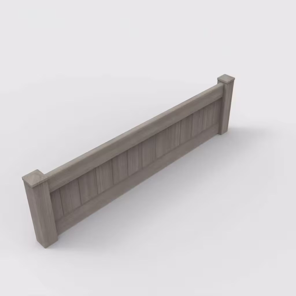 Weathered blend vertical privacy 2 ft wall topper, isometric view