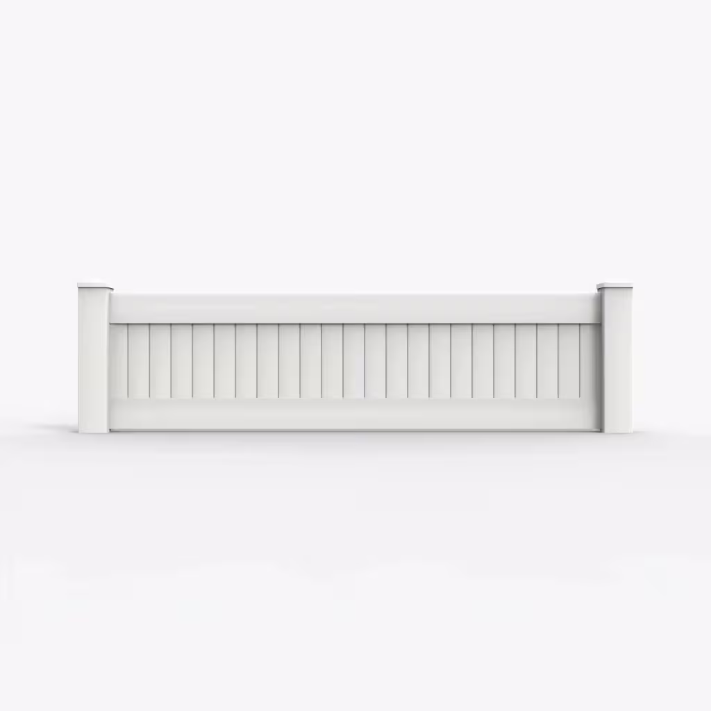 White vertical privacy 2 ft wall topper, front view