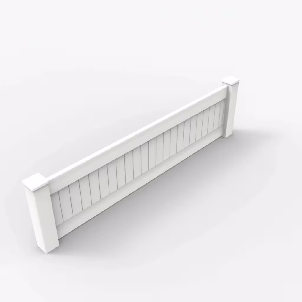 White vertical privacy 2 ft wall topper, isometric view