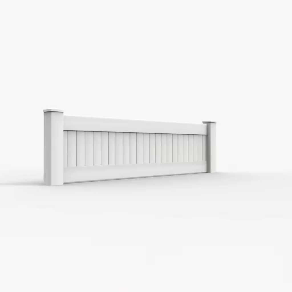 White vertical privacy 2 ft wall topper, right-side view