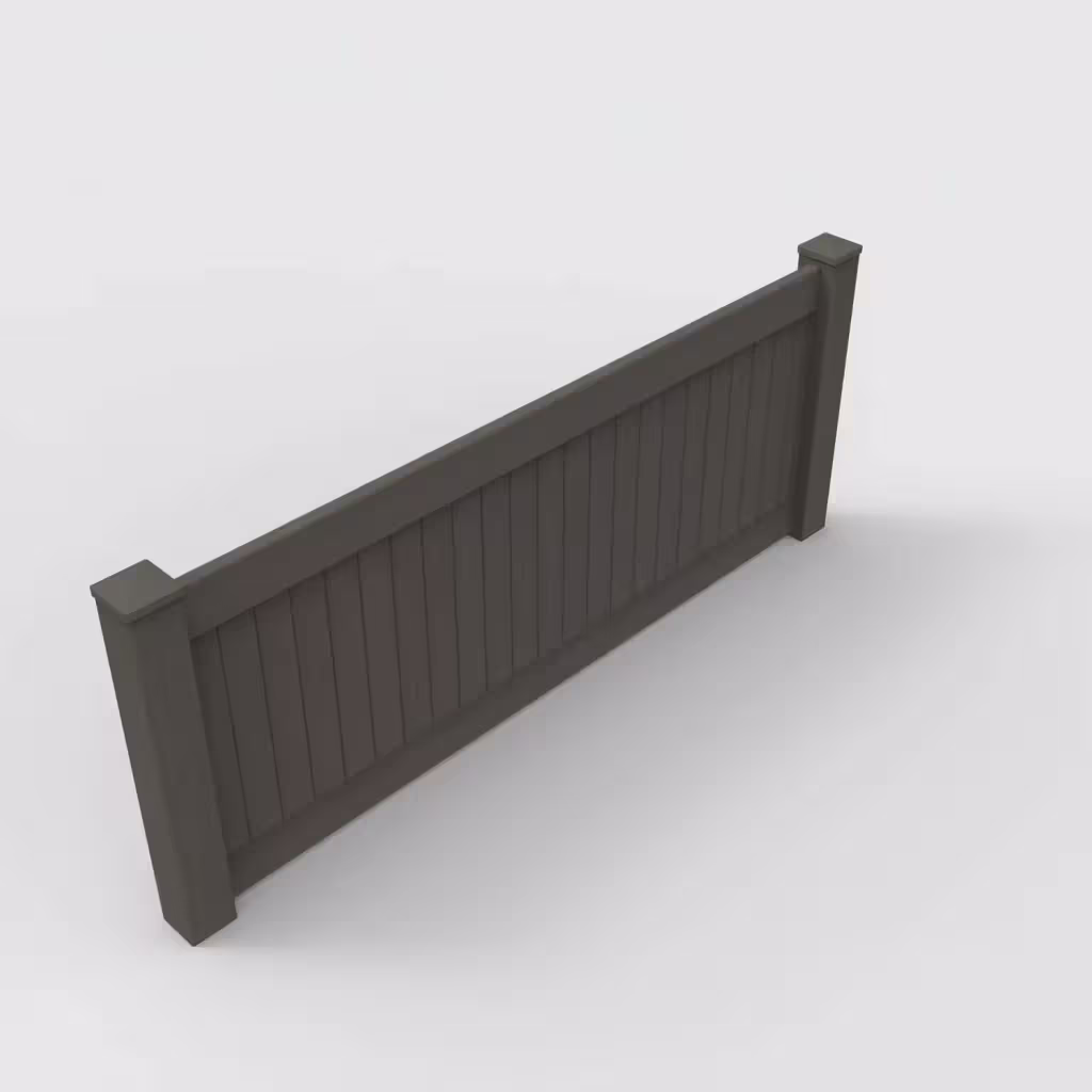 D. walnut vertical privacy 3 ft wall topper, isometric view