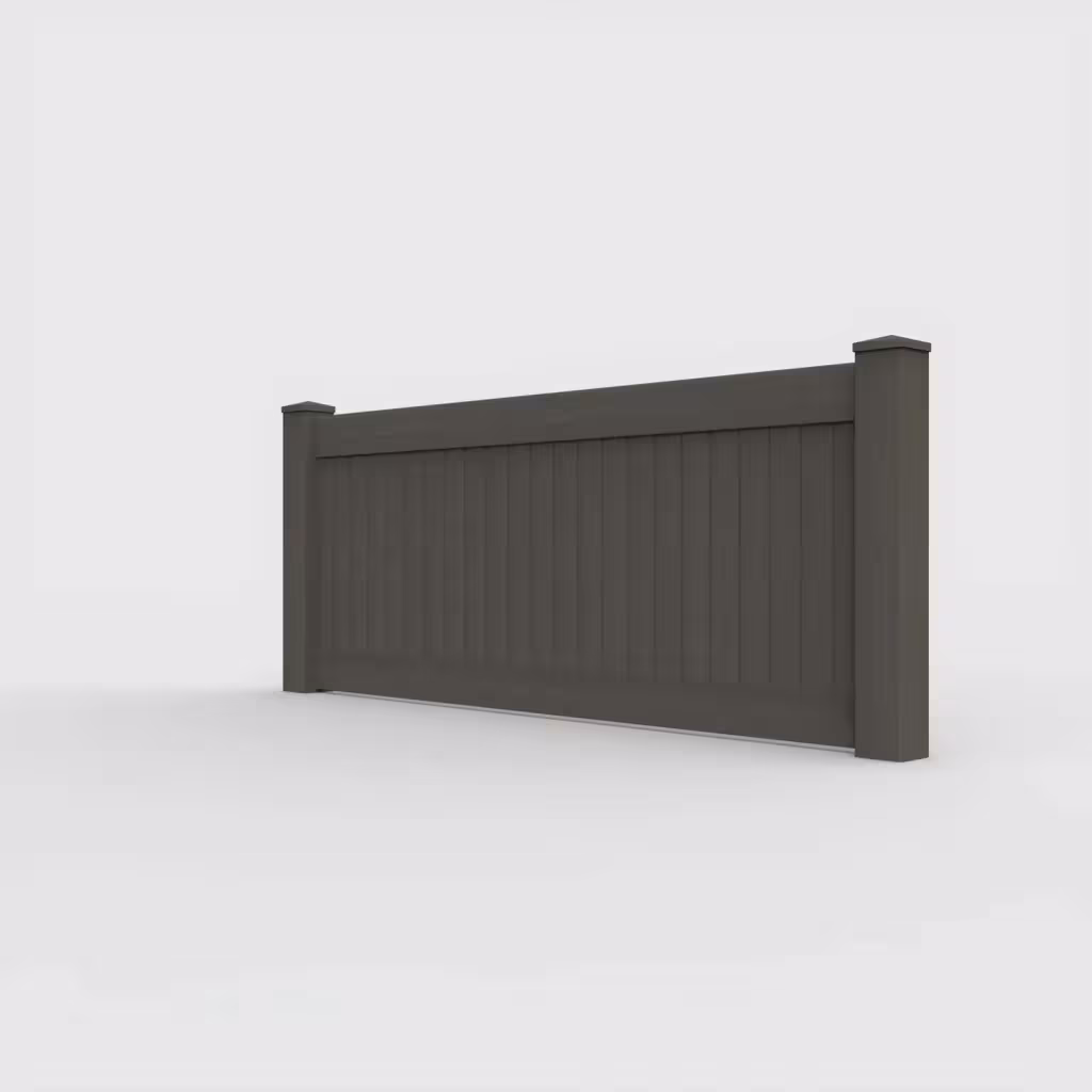 D. walnut vertical privacy 3 ft wall topper, left-side view
