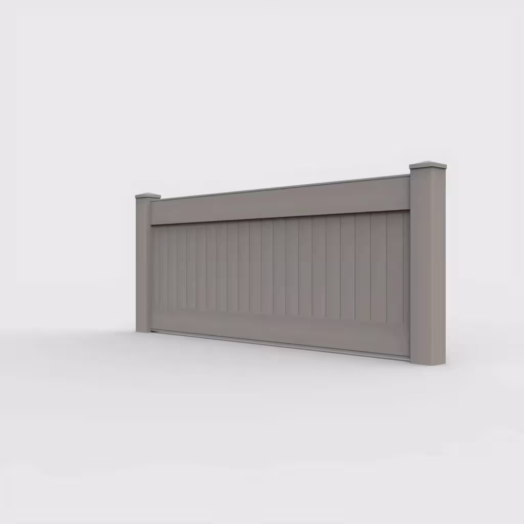 Gray vertical privacy 3 ft wall topper, left-side view