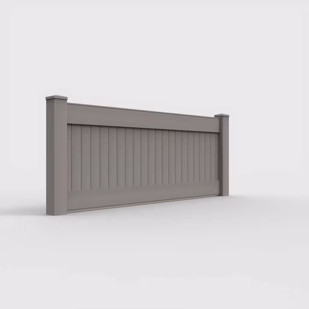 Gray vertical privacy 3 ft wall topper, right-side view
