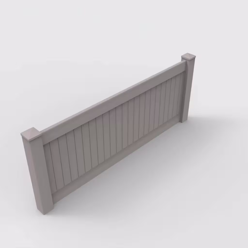 Slate gray vertical privacy 3 ft wall topper, isometric view