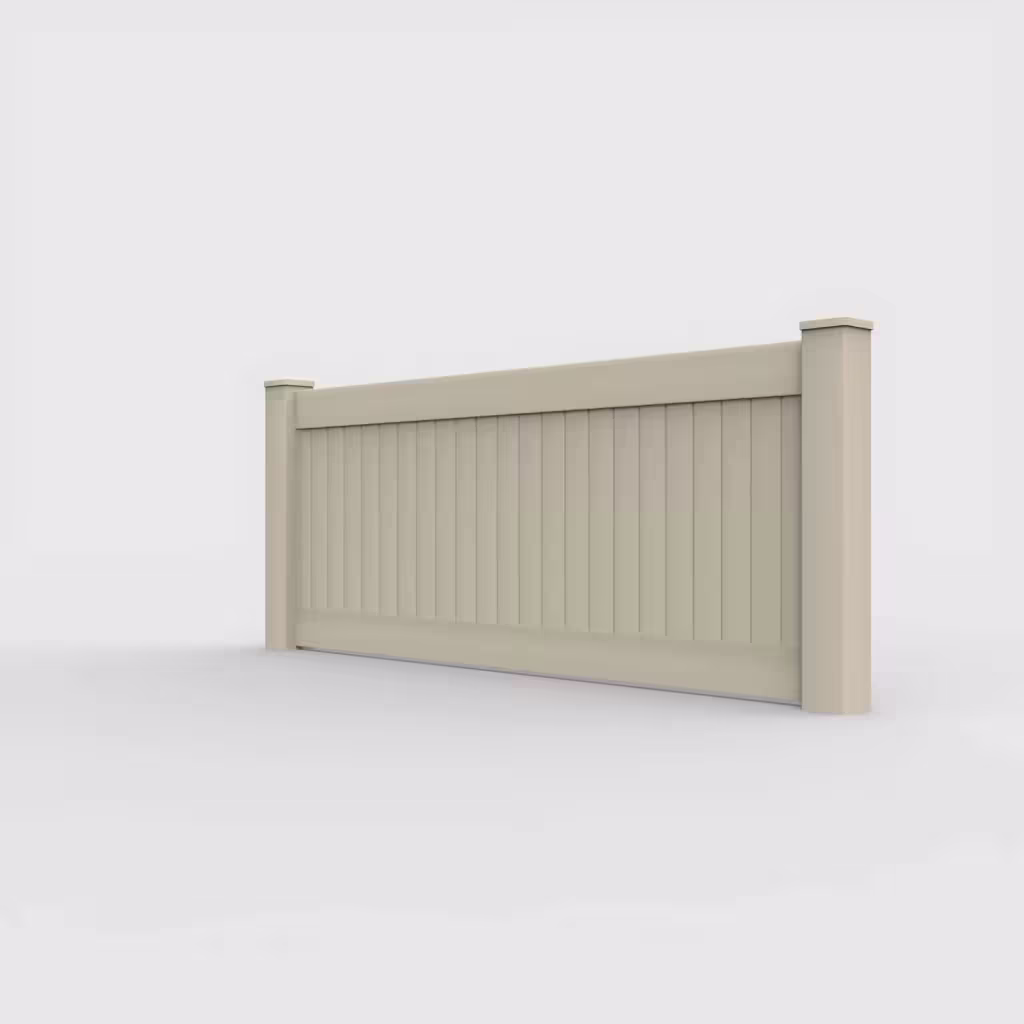 Tan vertical privacy 3 ft wall topper, left-side view