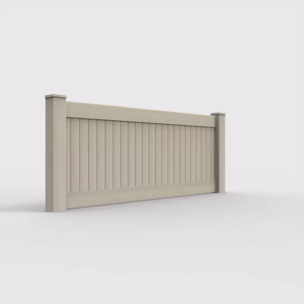 Tan vertical privacy 3 ft wall topper, right-side view
