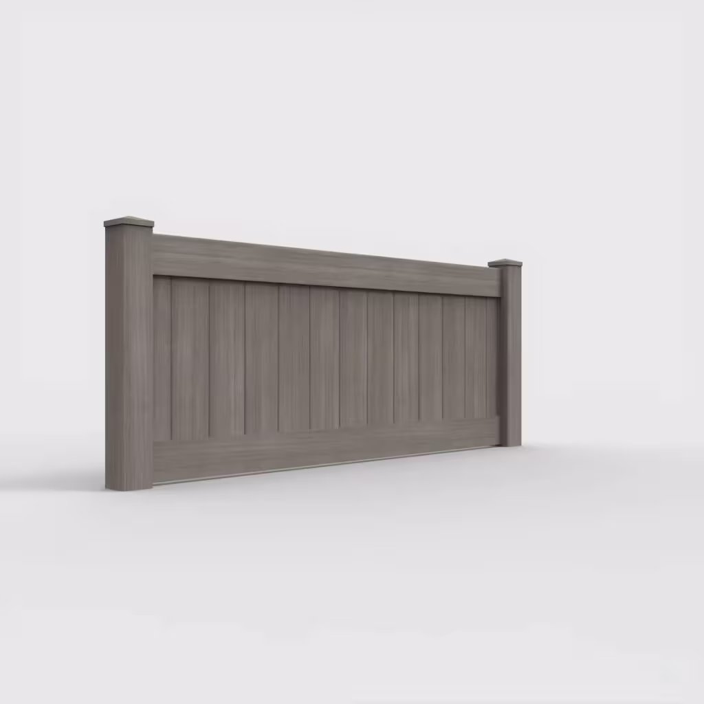 Weathered blend vertical privacy 3 ft wall topper, right-side view
