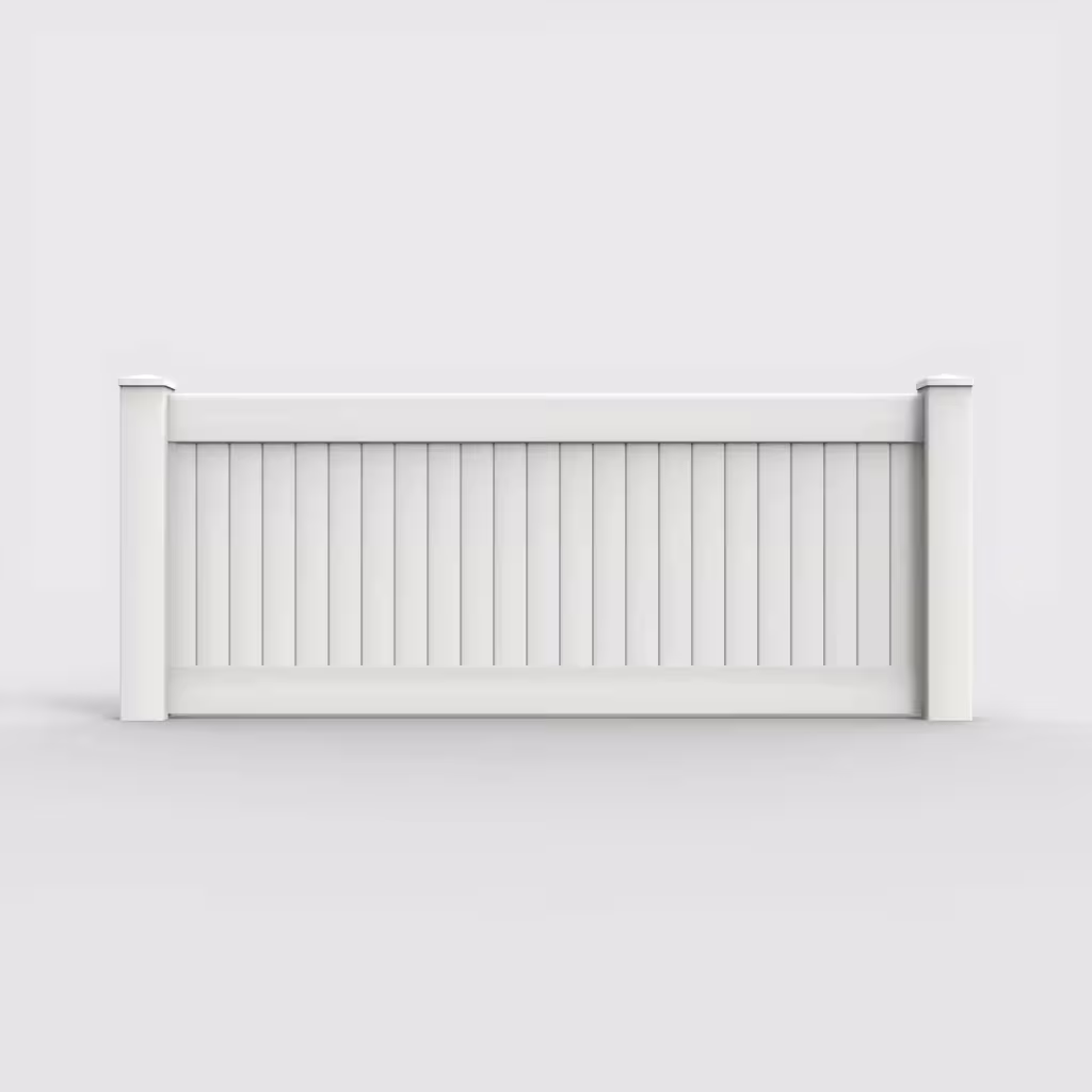 White vertical privacy 3 ft wall topper, front view