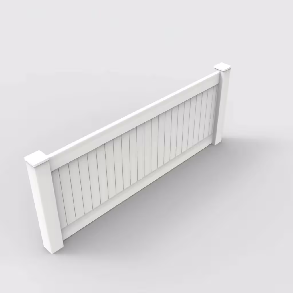 White vertical privacy 3 ft wall topper, isometric view