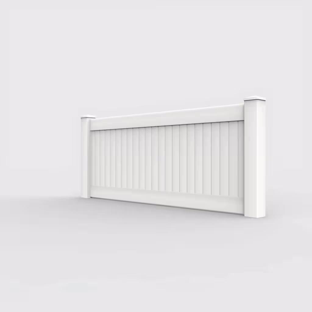 White vertical privacy 3 ft wall topper, left-side view