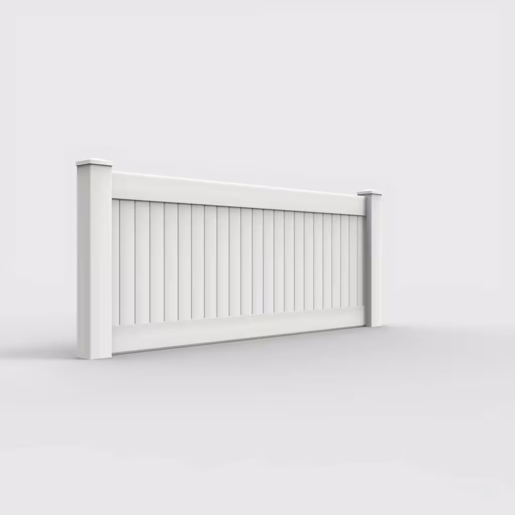 White vertical privacy 3 ft wall topper, right-side view