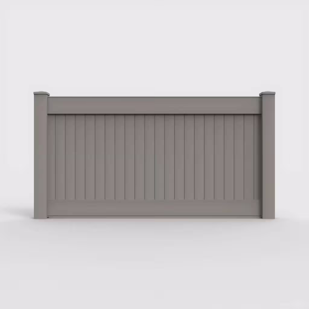 Gray vertical privacy 4 ft fence, front view