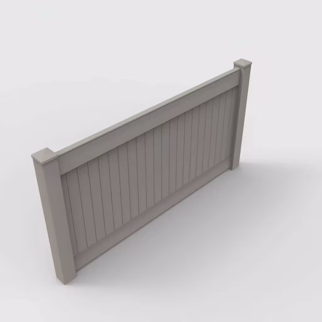 Gray vertical privacy 4 ft fence, isometric view
