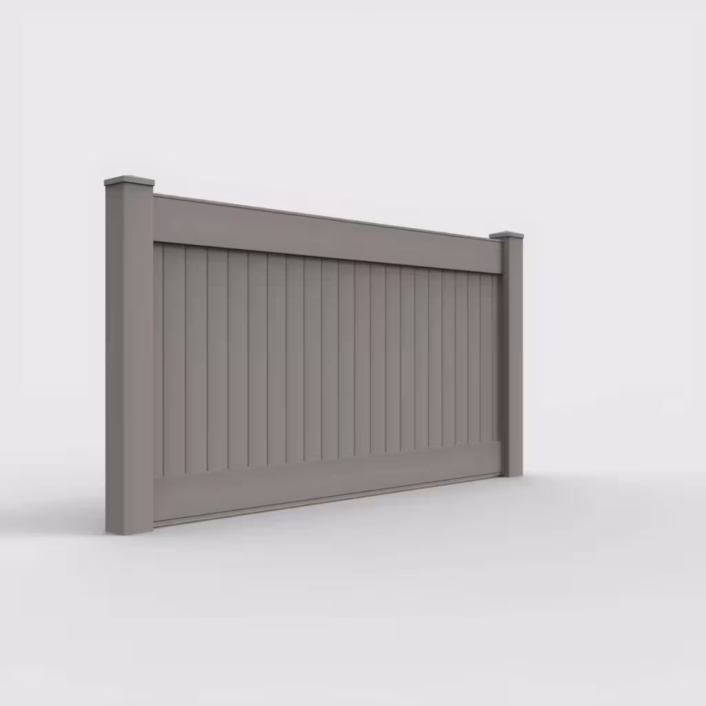 Gray vertical privacy 4 ft fence, right-side view