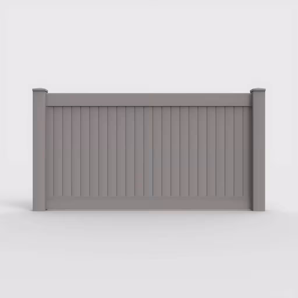 Slate gray vertical privacy 4 ft fence, front view