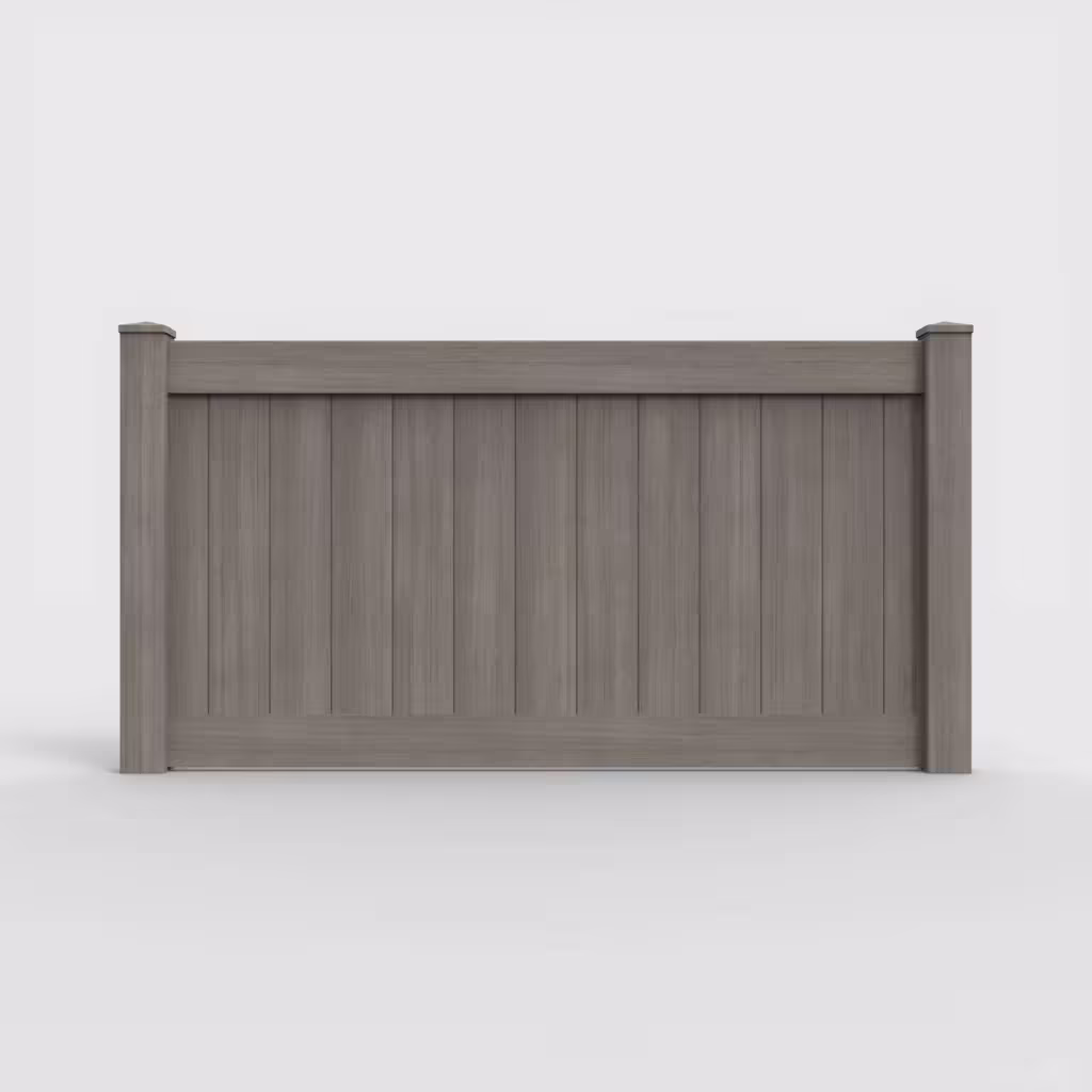 Weathered blend vertical privacy 4 ft fence, front view