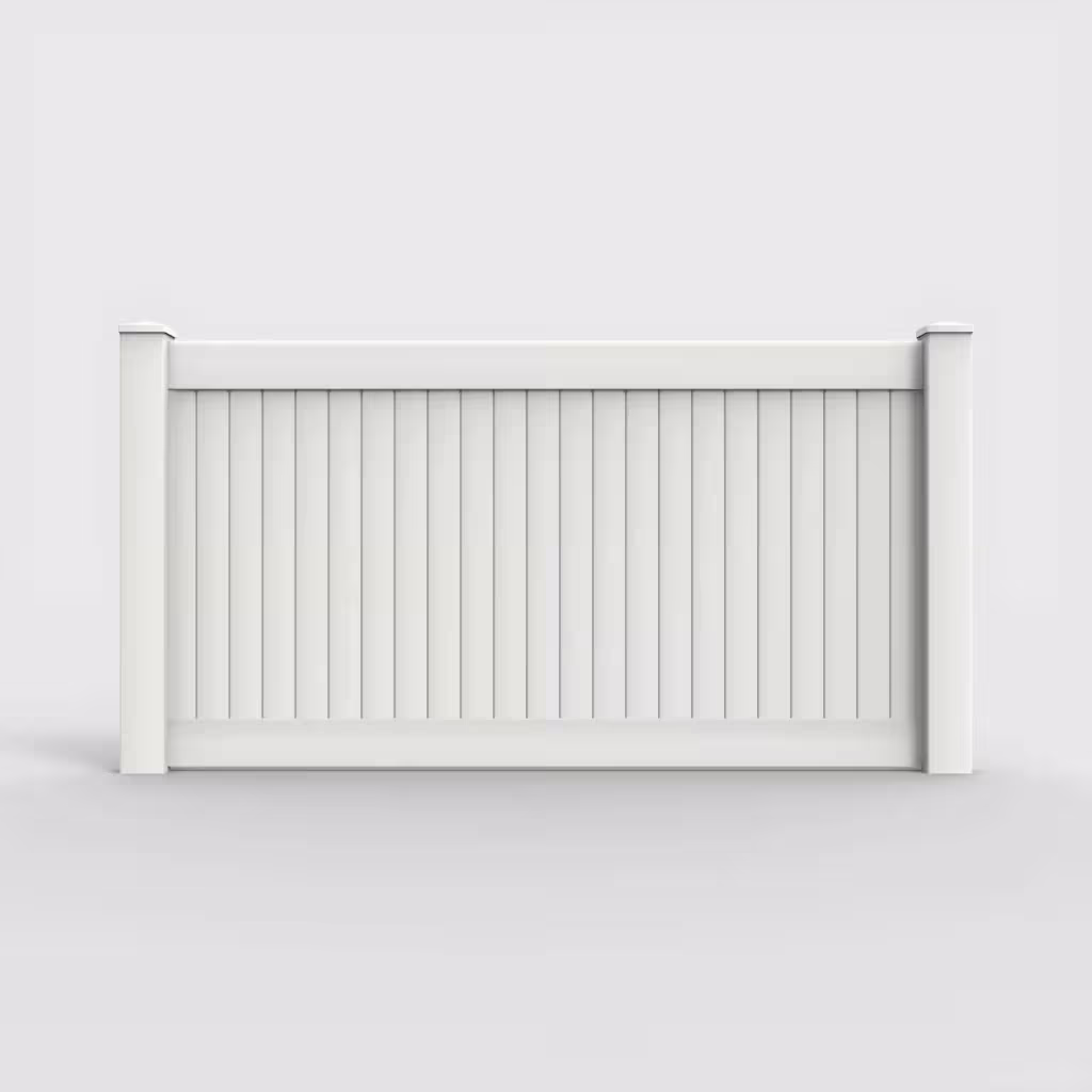 White vertical privacy 4 ft fence, front view