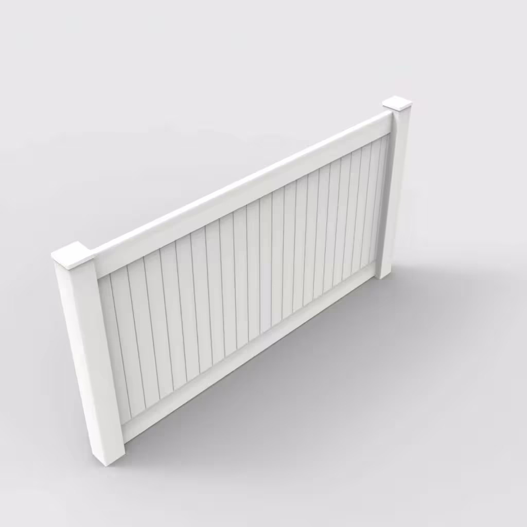 White vertical privacy 4 ft fence, isometric view
