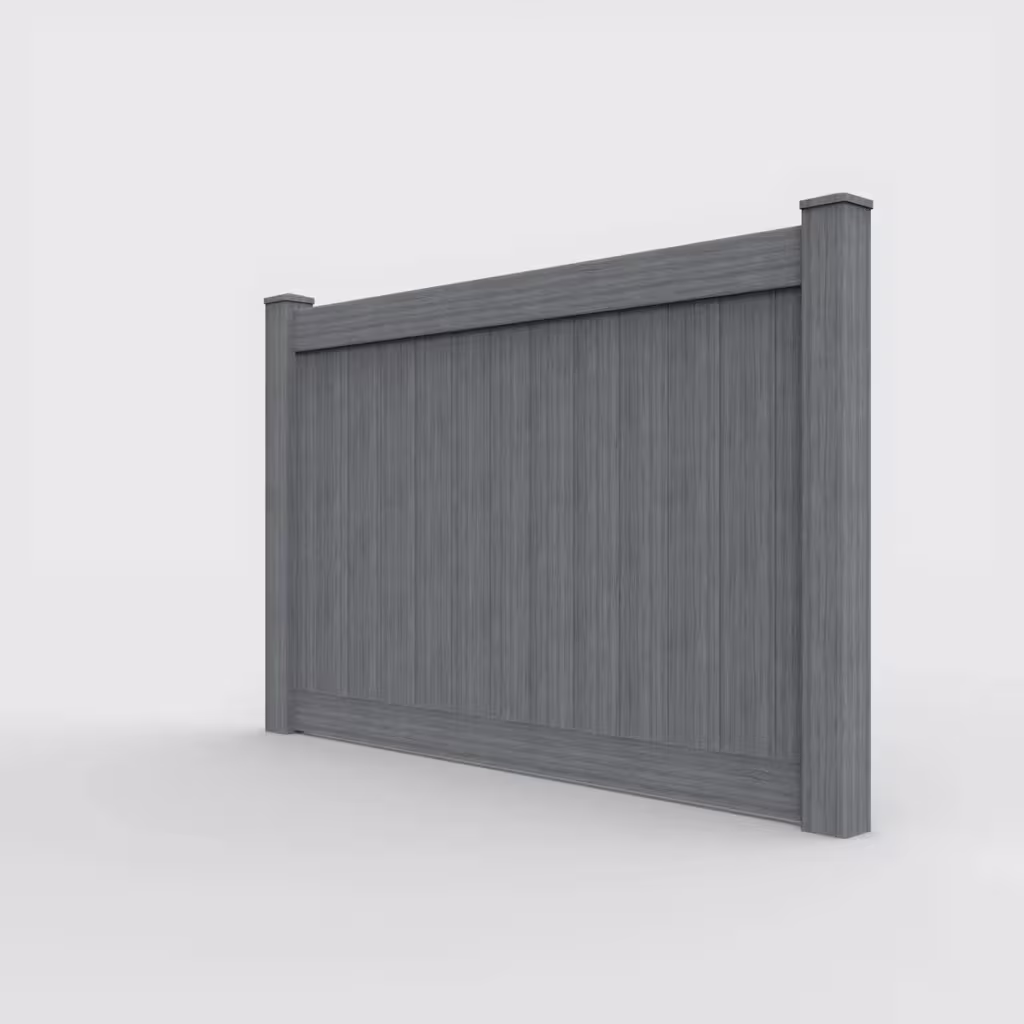 Arctic blend vertical privacy 5 ft fence, left-side view