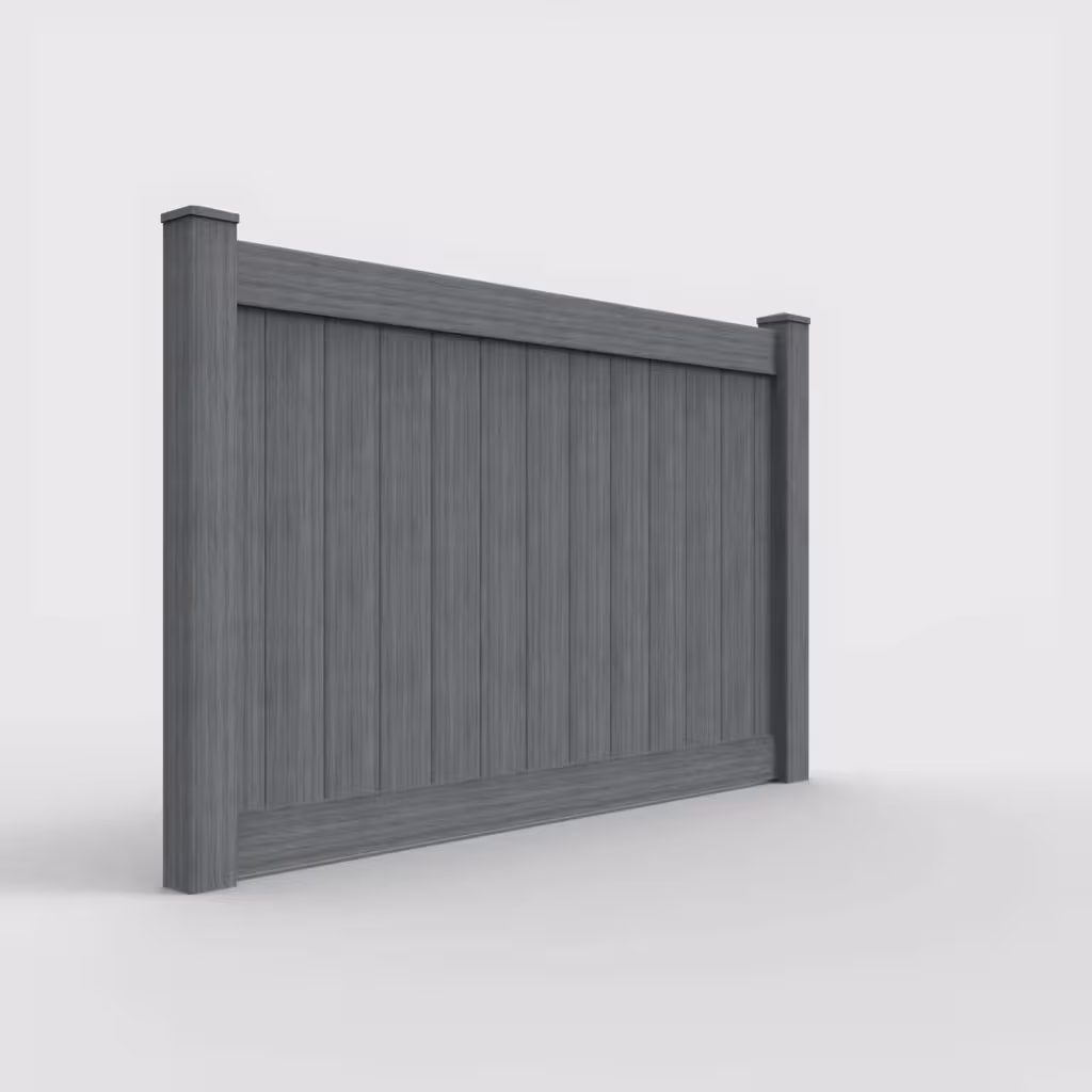 Arctic blend vertical privacy 5 ft fence, right-side view