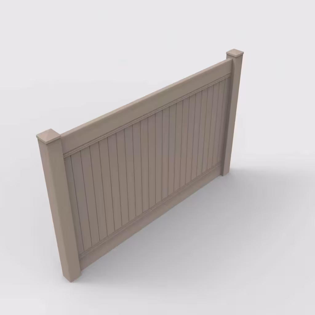 Clay vertical privacy 5 ft fence, isometric view