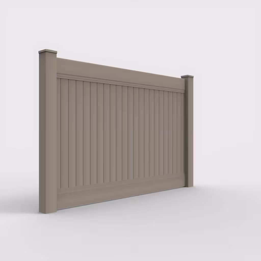 Clay vertical privacy 5 ft fence, right-side view