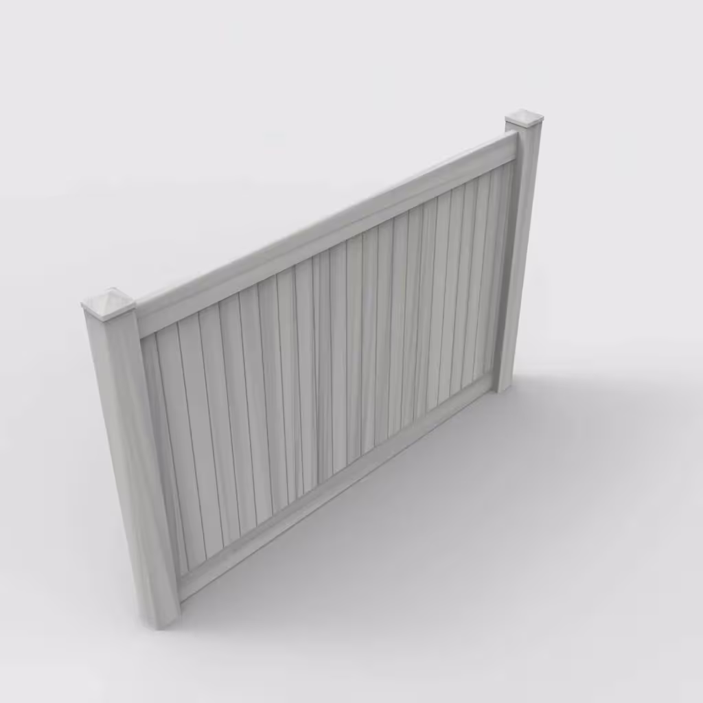 Coastal cedar vertical privacy 5 ft fence, isometric view