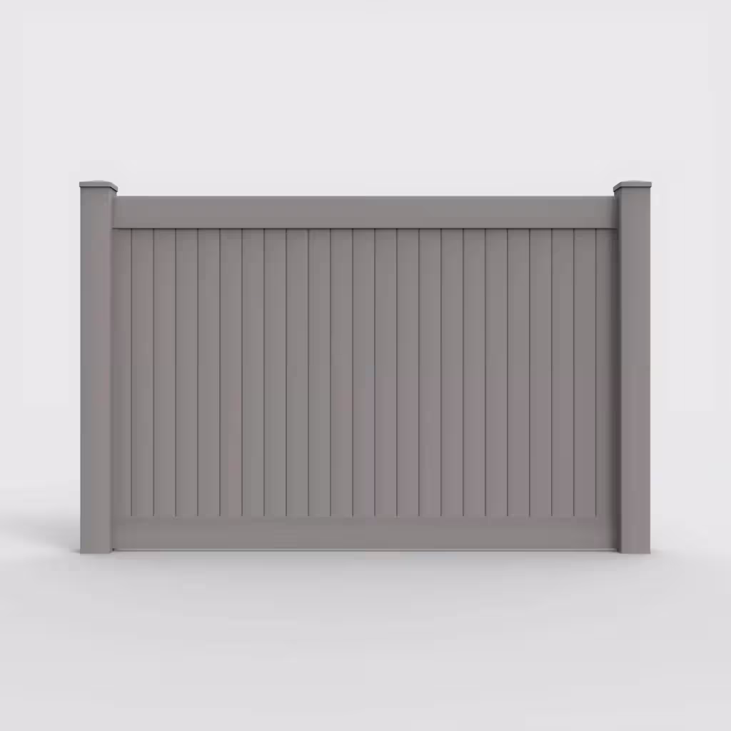 Slate gray vertical privacy 5 ft fence, front view