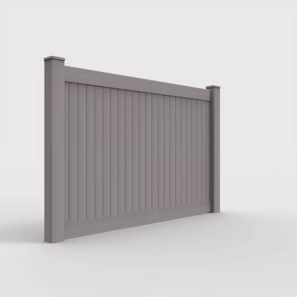 Slate gray vertical privacy 5 ft fence, right-side view