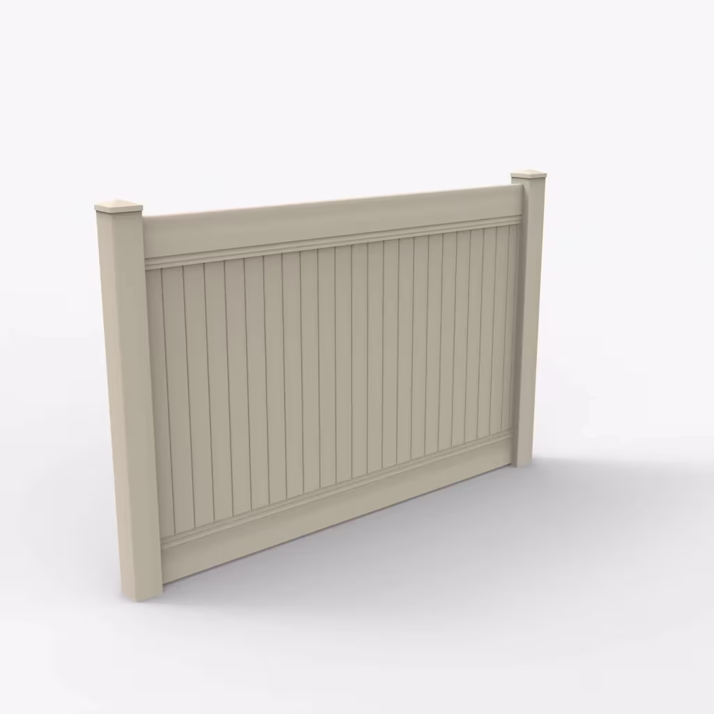 Tan vertical privacy 5 ft fence, main view