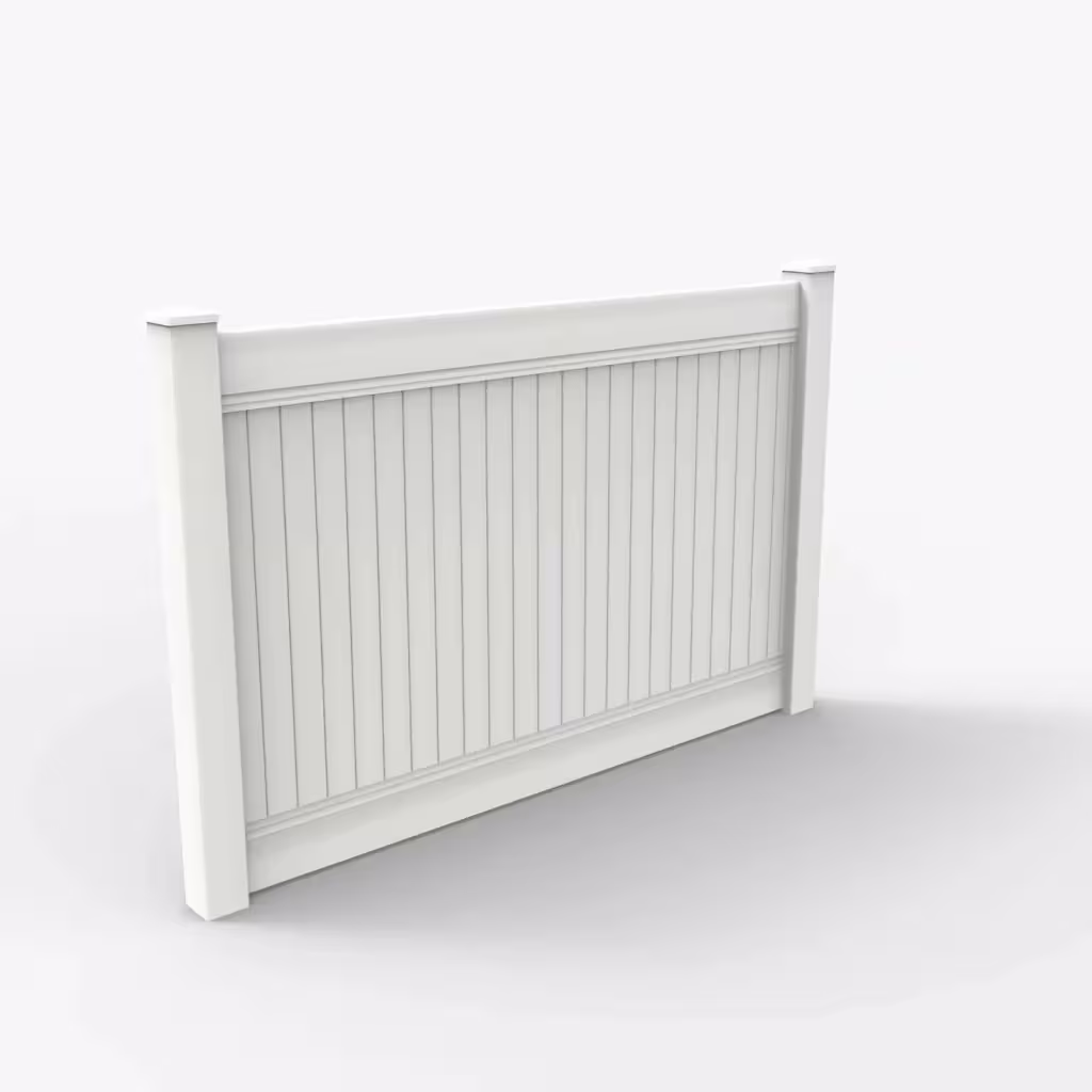 White vertical privacy 5 ft fence, main view