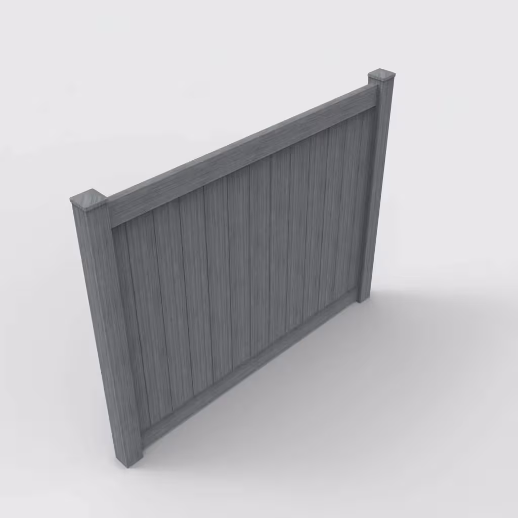 Arctic blend vertical privacy 6 ft fence, isometric view