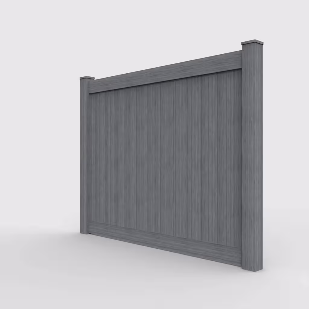 Arctic blend vertical privacy 6 ft fence, left-side view