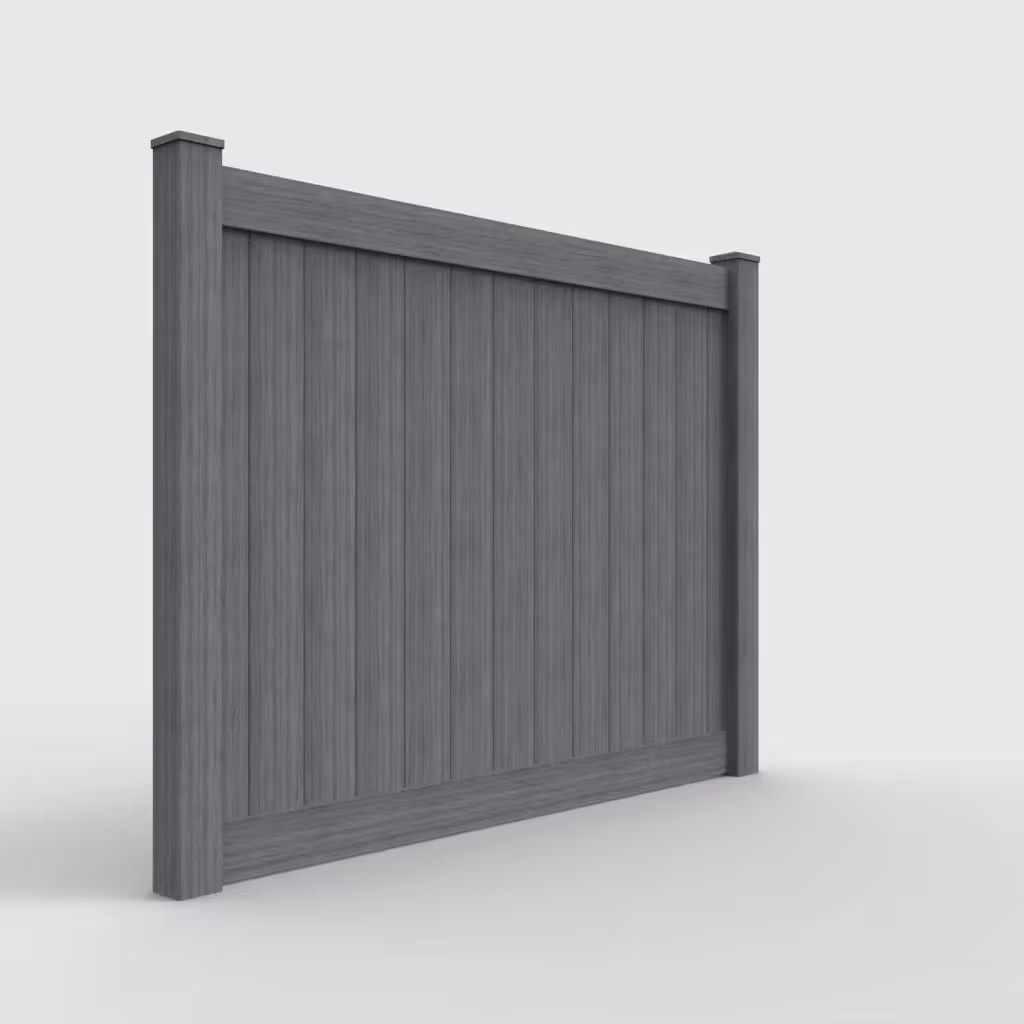 Arctic blend vertical privacy 6 ft fence, right-side view