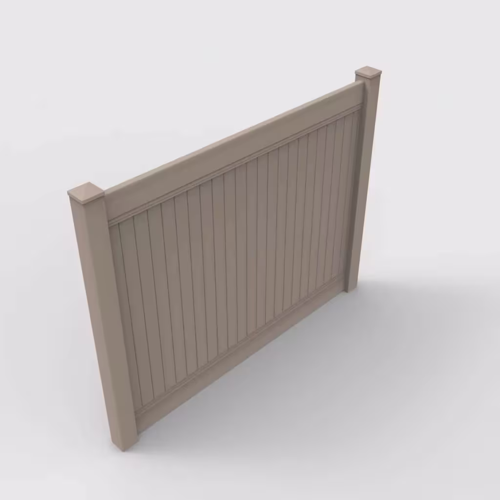Clay vertical privacy 6 ft fence, isometric view
